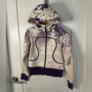 RARE Lululemon Limited Edition White & Purple Floral Scuba Hoodie - size 4